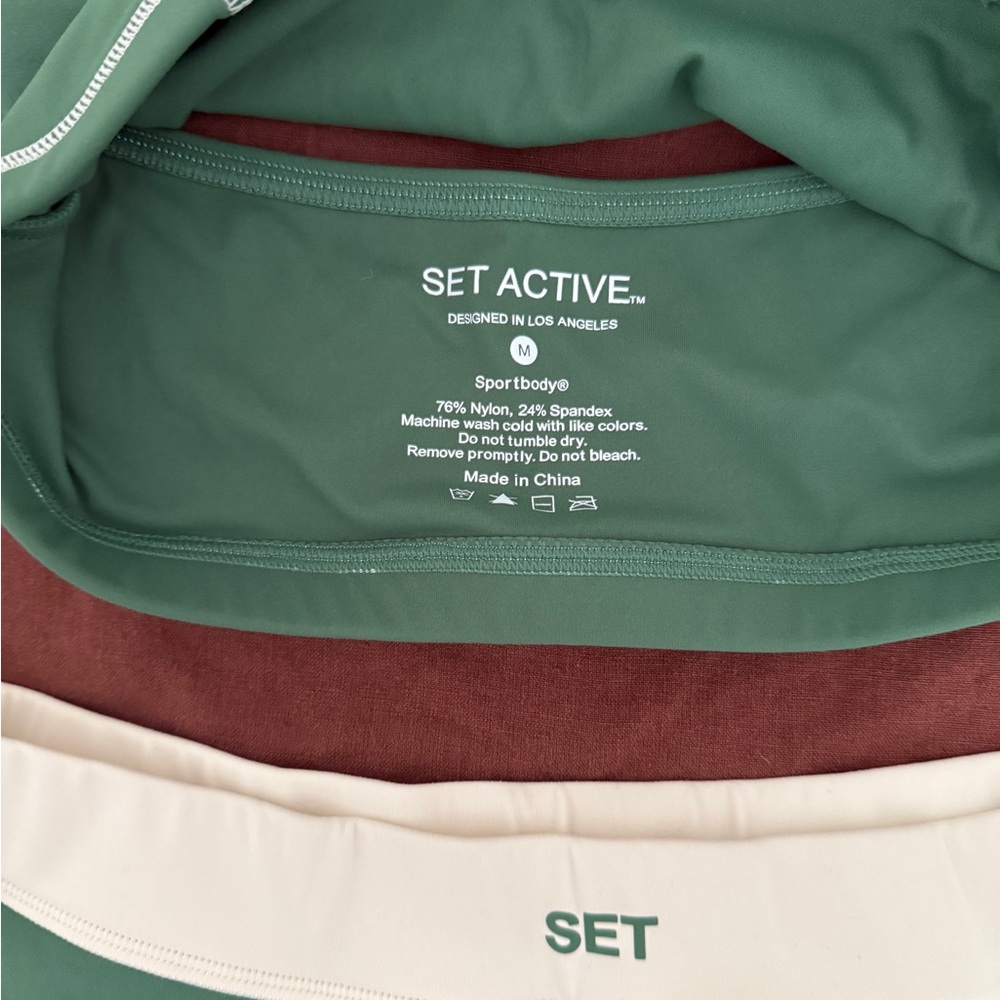 SET Active Green and White Halter Crop Top with Matching Skirt - Picture 3 of 6